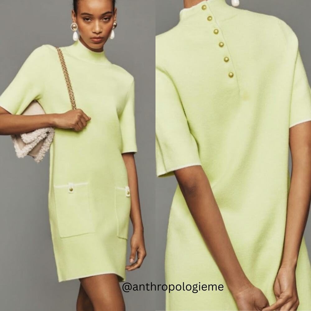 New Anthropologie Maeve Mock-Neck Mini Sweater Dress - Medium